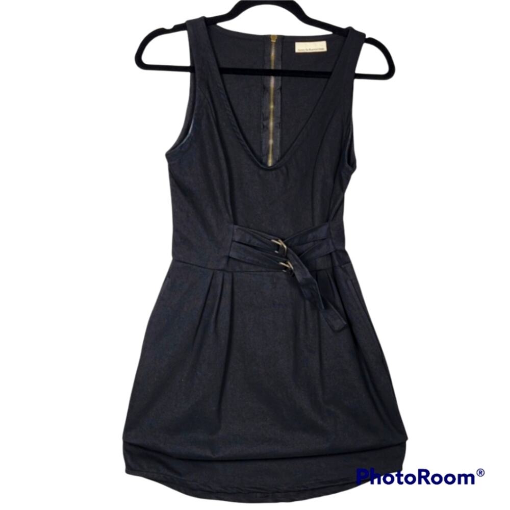 Society for Rational Dress Black Deep V Mini Dress SZ S